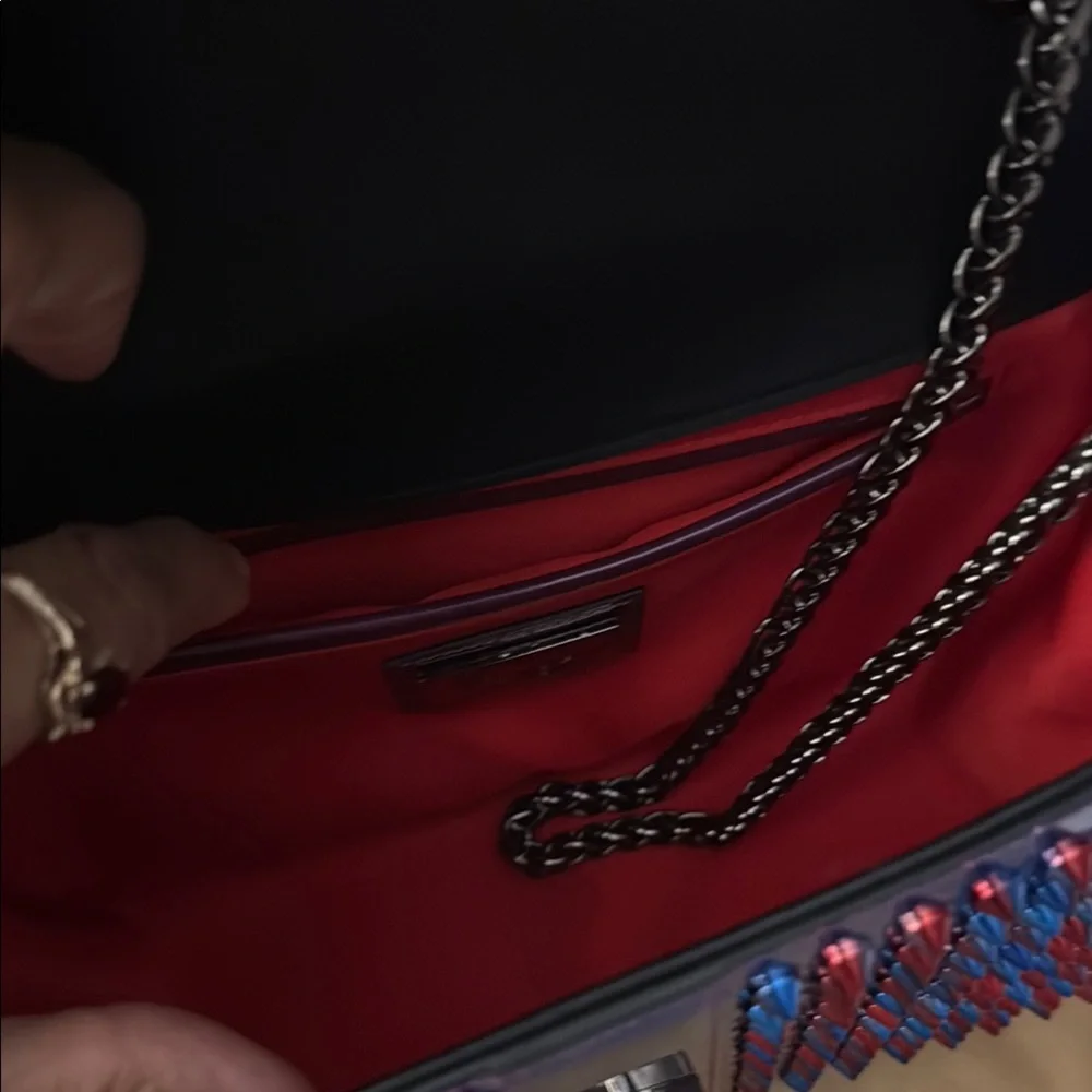 Louboutin Studded Blue and Red Women's Bag - Picture 9 of 17